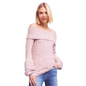 Anthro Sleeping On Snow Mauve Pink Cotton Alpaca Off Shoulder Sweater - Size M
